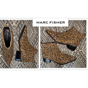 Marc Fisher Missir Pointed Toe Suede Leopard Print Chelsea Boot- US 8.5 like NEW